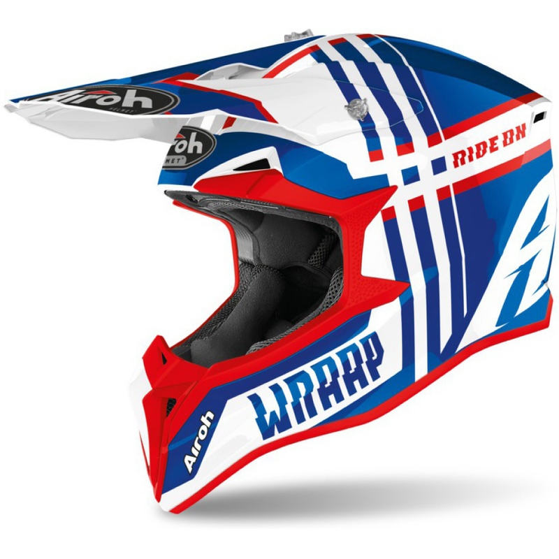 Airoh Wraap Youth Broken gyerek motocross bukósisak kék-fehér-piros