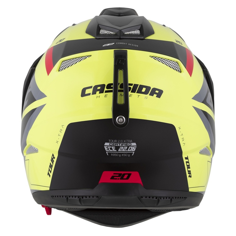 Cassida Tour 2.0 X-tra enduro bukósisak fluo sárga-fekete-vörös-szürke, matt fekete silddel