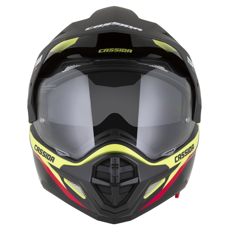 Cassida Tour 2.0 X-tra enduro bukósisak fluo sárga-fekete-vörös-szürke, matt fekete silddel