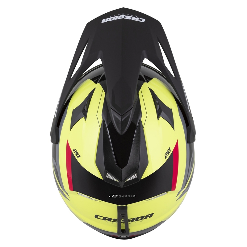 Cassida Tour 2.0 X-tra enduro bukósisak fluo sárga-fekete-vörös-szürke, matt fekete silddel