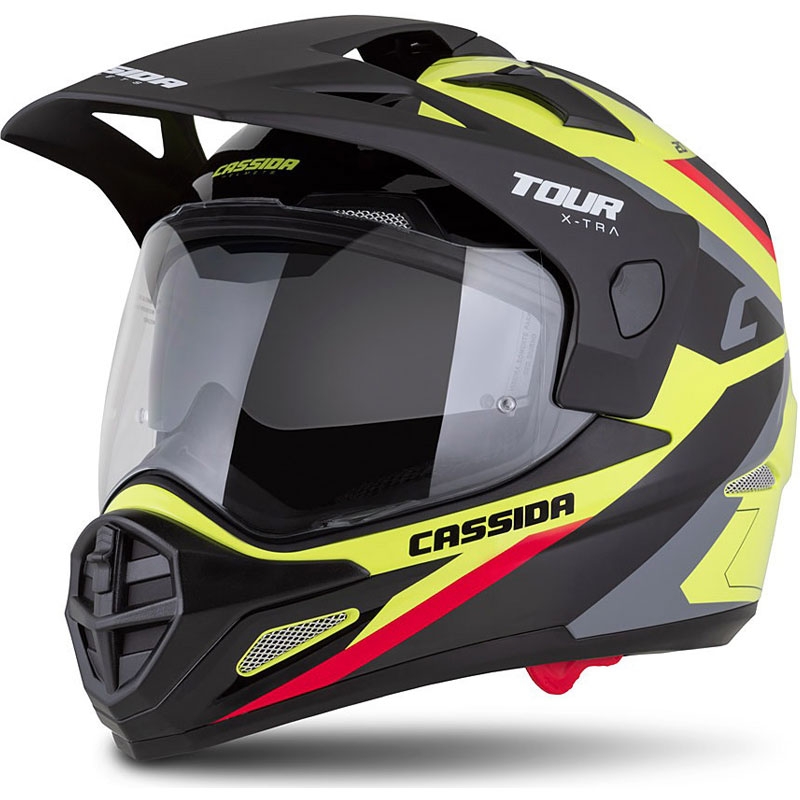 Cassida Tour 2.0 X-tra enduro bukósisak fluo sárga-fekete-vörös-szürke, matt fekete silddel