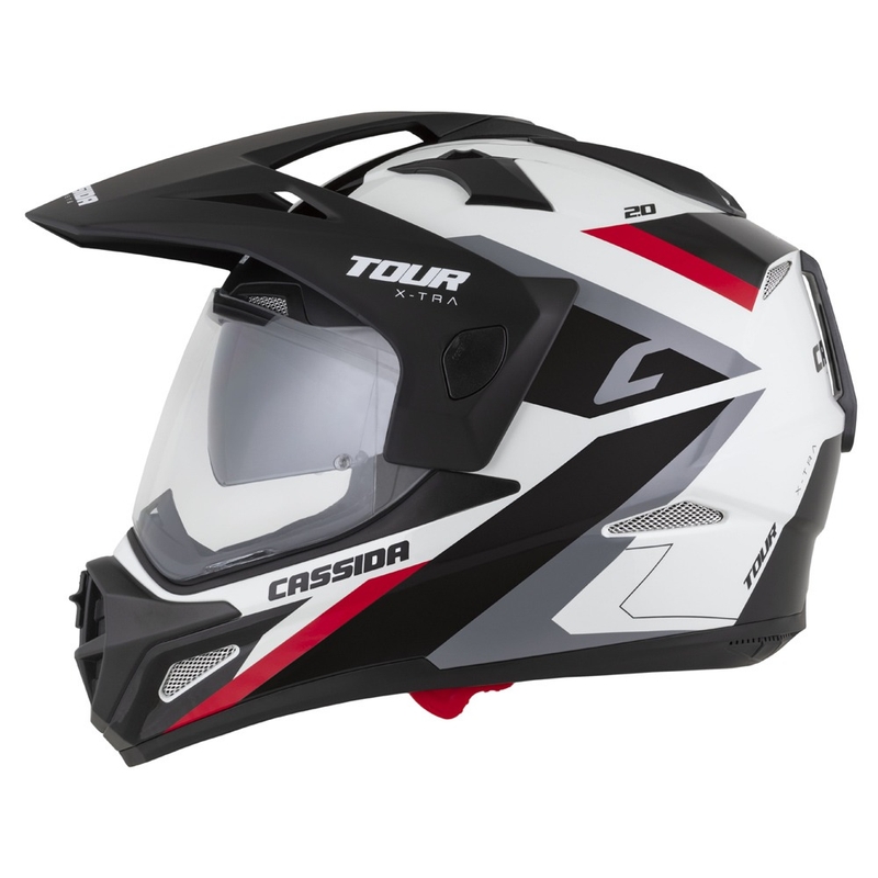 Cassida Tour 2.0 X-tra enduro bukósisak fehér-piros-fekete, matt fekete silddel