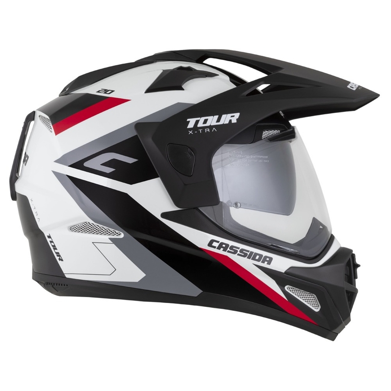 Cassida Tour 2.0 X-tra enduro bukósisak fehér-piros-fekete, matt fekete silddel