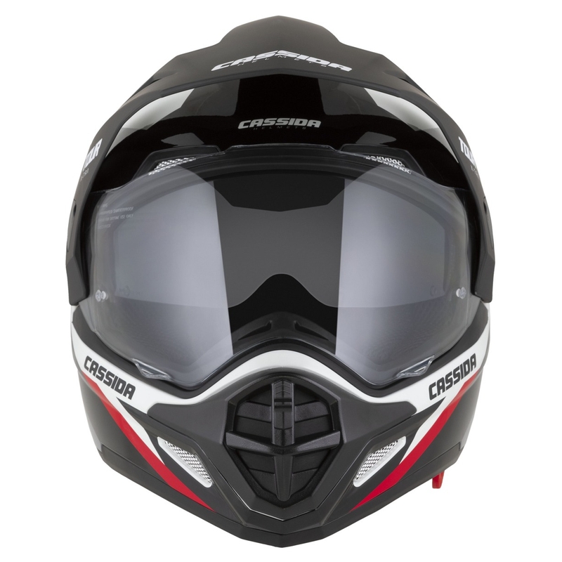 Cassida Tour 2.0 X-tra enduro bukósisak fehér-piros-fekete, matt fekete silddel