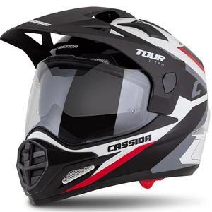 Cassida Tour 2.0 X-tra enduro bukósisak fehér-piros-fekete, matt fekete sildel