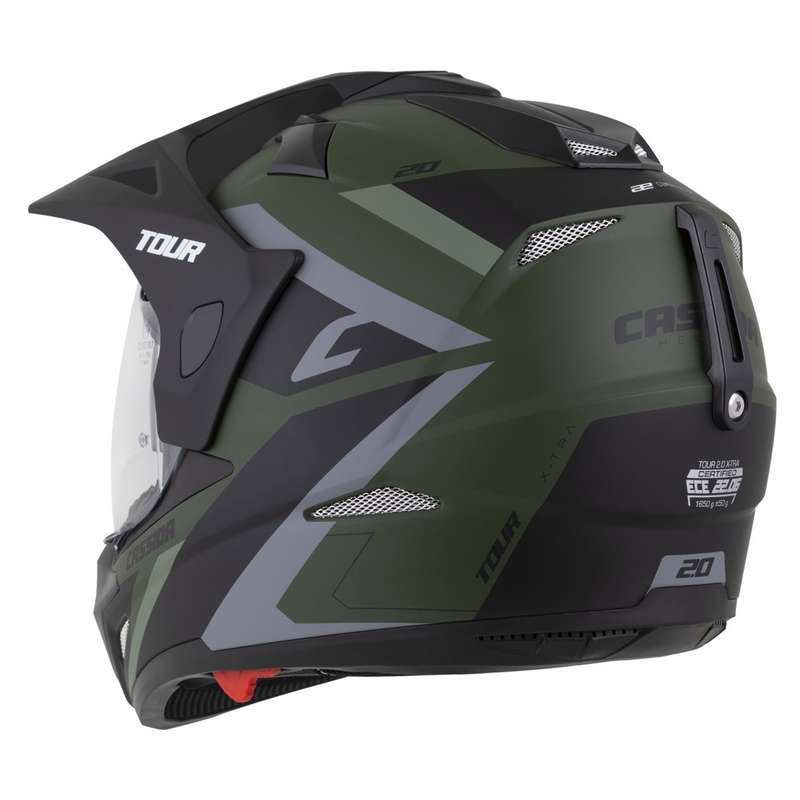 Cassida Tour 2.0 X-tra enduro bukósisak matt zöld-szürke-fekete, matt fekete silddel