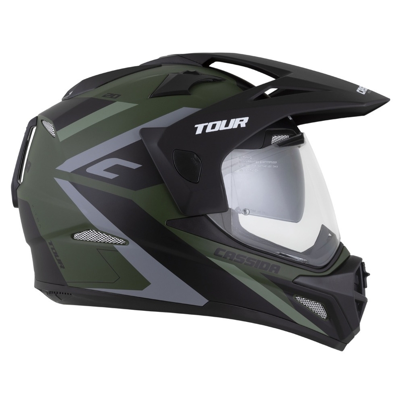 Cassida Tour 2.0 X-tra enduro bukósisak matt zöld-szürke-fekete, matt fekete silddel