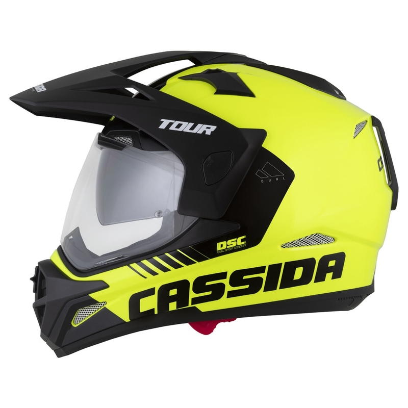 Cassida Tour 2.0 Dual enduro sisak fluo sárga-fekete, matt fekete sildel