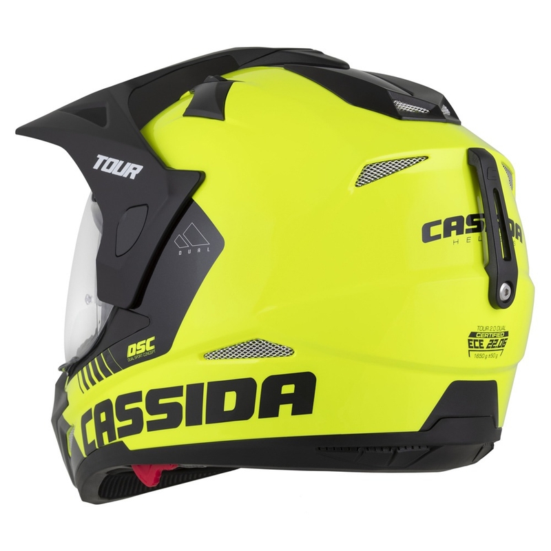 Cassida Tour 2.0 Dual enduro sisak fluo sárga-fekete, matt fekete sildel