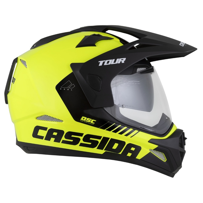 Cassida Tour 2.0 Dual enduro sisak fluo sárga-fekete, matt fekete sildel