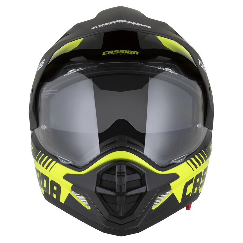 Cassida Tour 2.0 Dual enduro sisak fluo sárga-fekete, matt fekete sildel