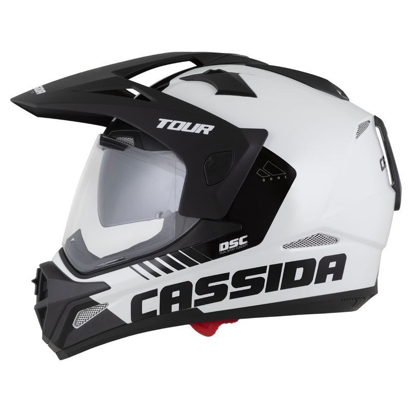 Cassida Tour 2.0 Dual enduro sisak fehér-fekete, matt fekete sildel