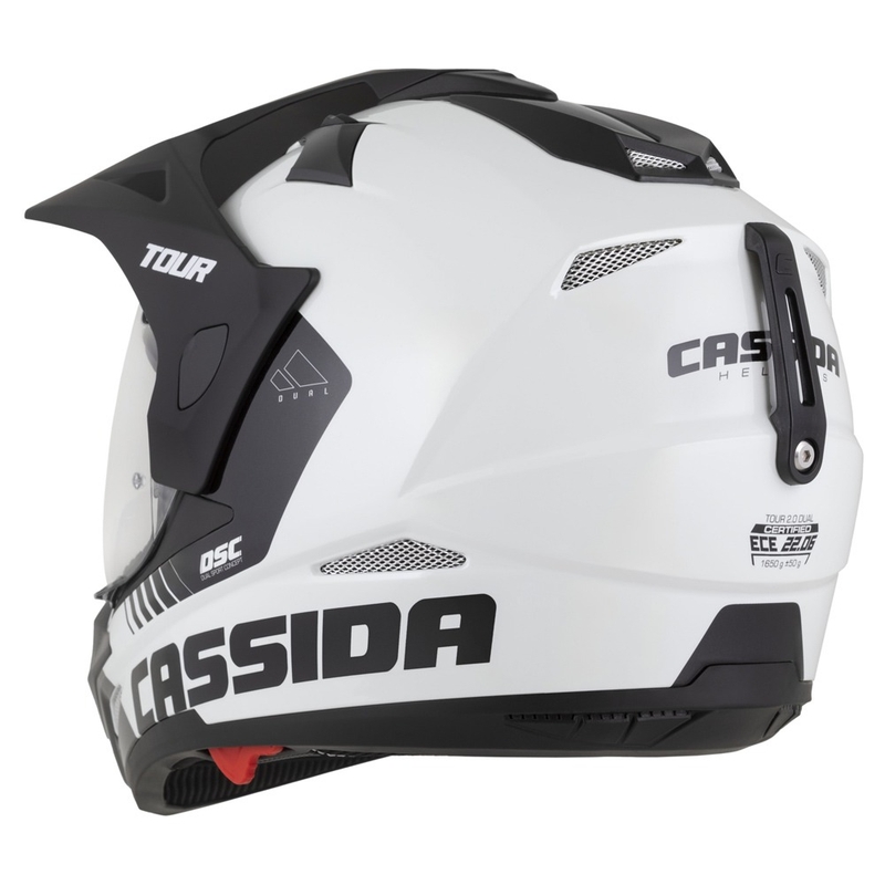 Cassida Tour 2.0 Dual enduro sisak fehér-fekete, matt fekete sildel