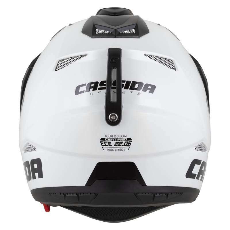 Cassida Tour 2.0 Dual enduro sisak fehér-fekete, matt fekete sildel