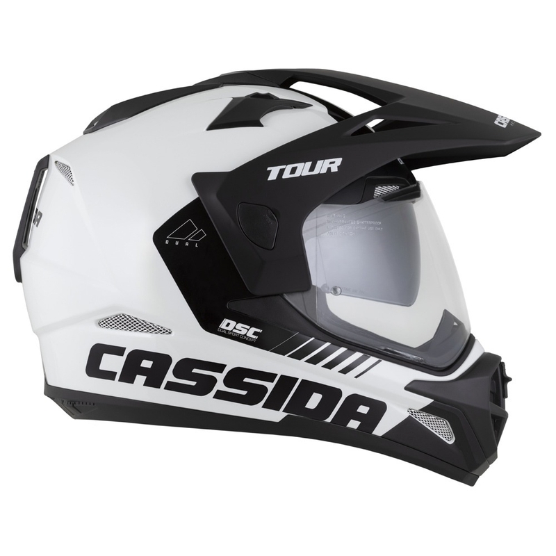 Cassida Tour 2.0 Dual enduro sisak fehér-fekete, matt fekete sildel