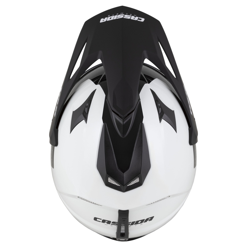 Cassida Tour 2.0 Dual enduro sisak fehér-fekete, matt fekete sildel