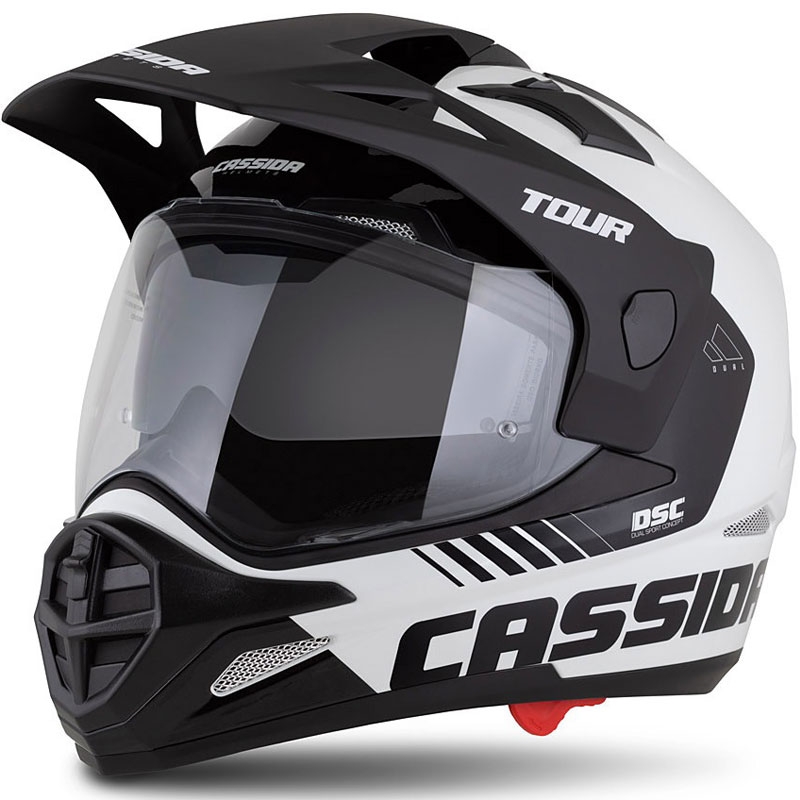 Cassida Tour 2.0 Dual enduro sisak fehér-fekete, matt fekete sildel