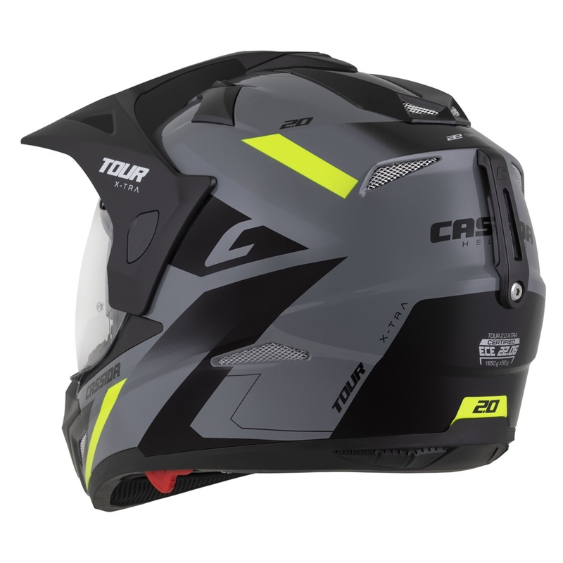 Cassida Tour 2.0 X-tra enduro bukósisak szürke-fluo sárga-fekete, matt fekete silddel