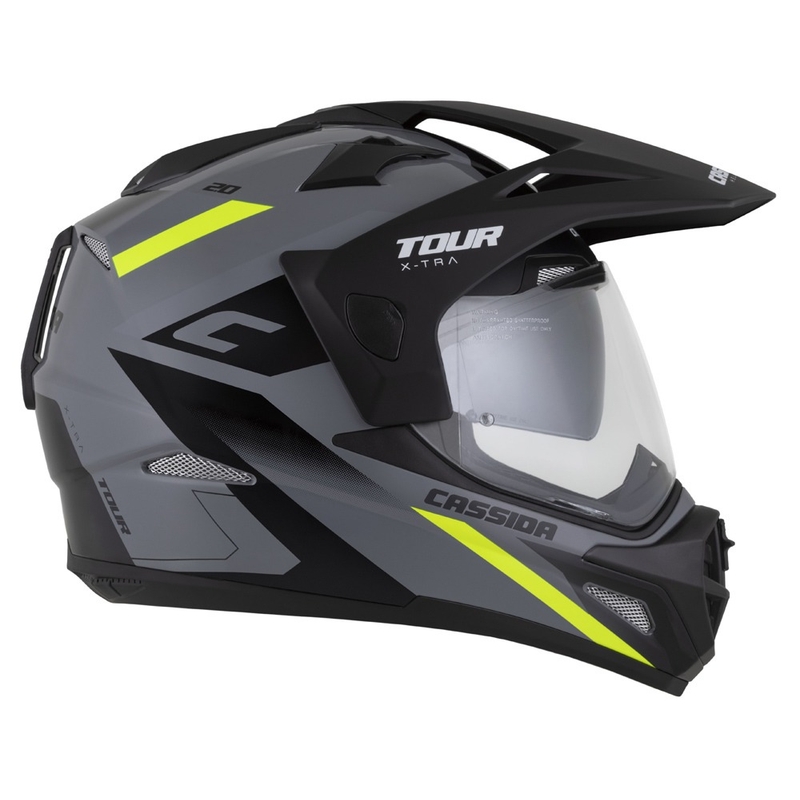 Cassida Tour 2.0 X-tra enduro bukósisak szürke-fluo sárga-fekete, matt fekete silddel