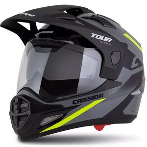 Cassida Tour 2.0 X-tra enduro bukósisak szürke-fluo sárga-fekete, matt fekete sildel