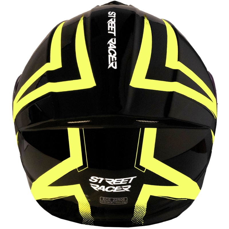 Street Racer Fury felnyitható motoros bukósisak fekete-fluo sárga