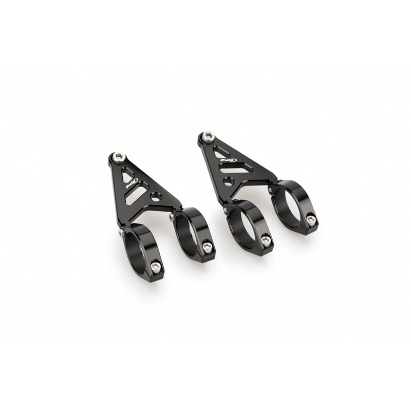 Clamp set PUIG LUMEN LED d 42-43mm + suport for headlights fekete