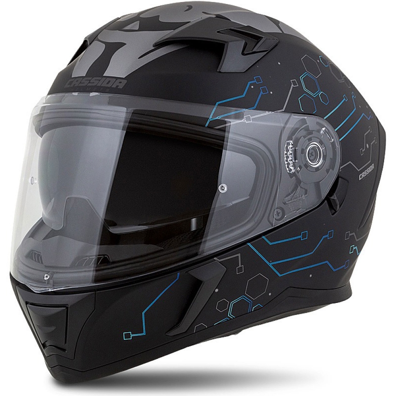 Integrált motoros sisak Cassida 3.0 Hack kék-fekete matt