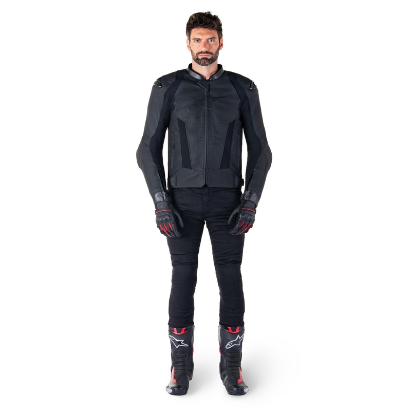 Alpinestars Missile 3 motoros bőrkabát teljes fekete