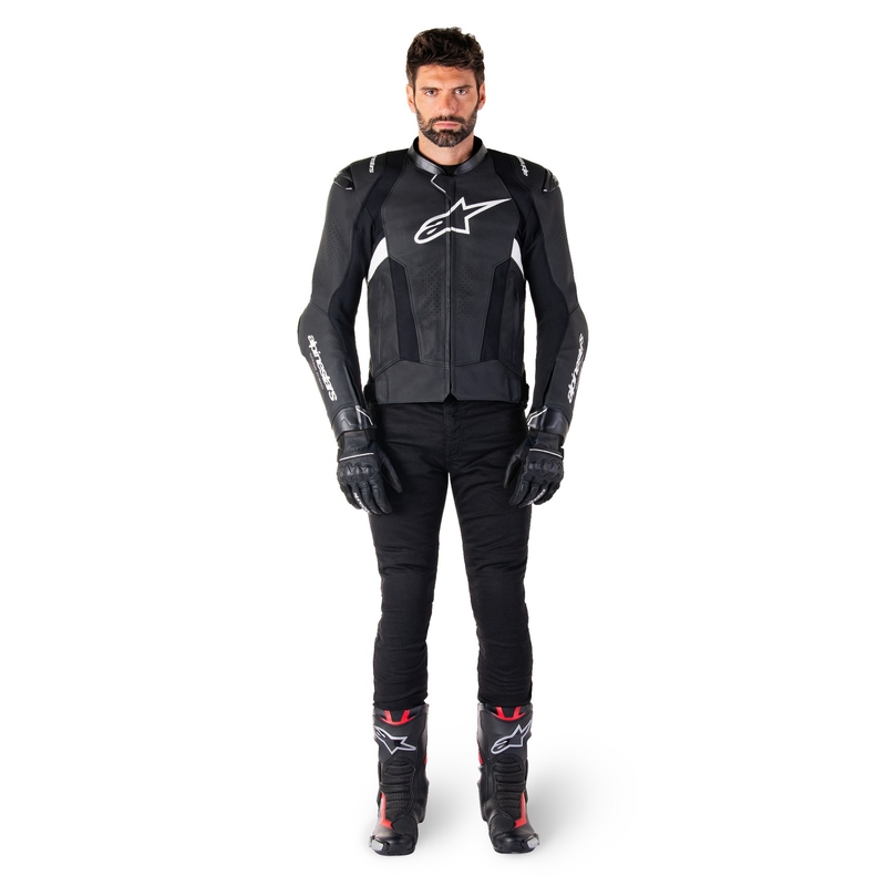 Alpinestars Missile 3 motoros bőrkabát fekete-fehér