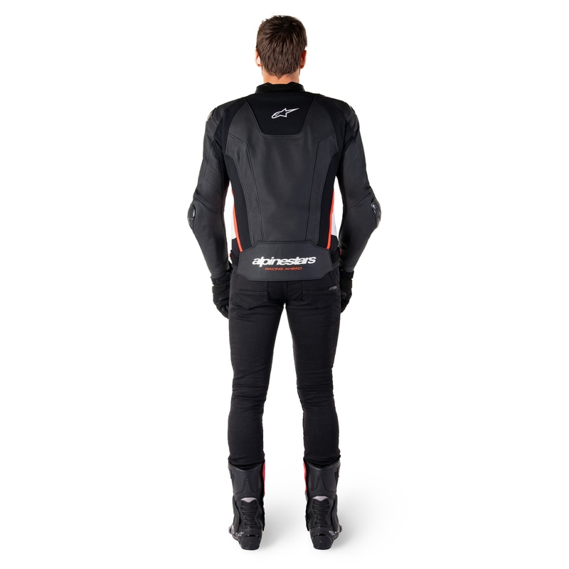 Alpinestars Missile 3 motoros bőrkabát fekete-fehér-fluo piros
