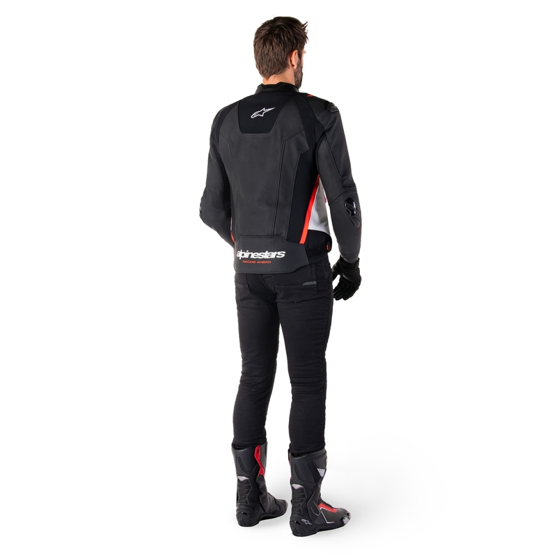 Alpinestars Missile 3 motoros bőrkabát fekete-fehér-fluo piros
