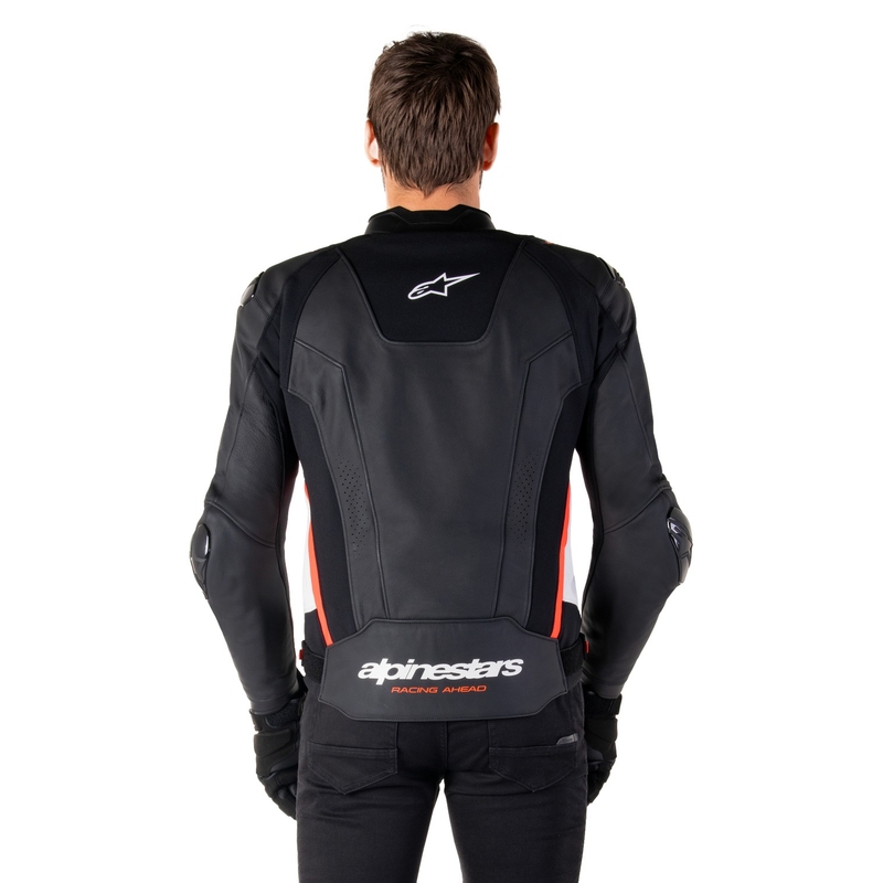 Alpinestars Missile 3 motoros bőrkabát fekete-fehér-fluo piros