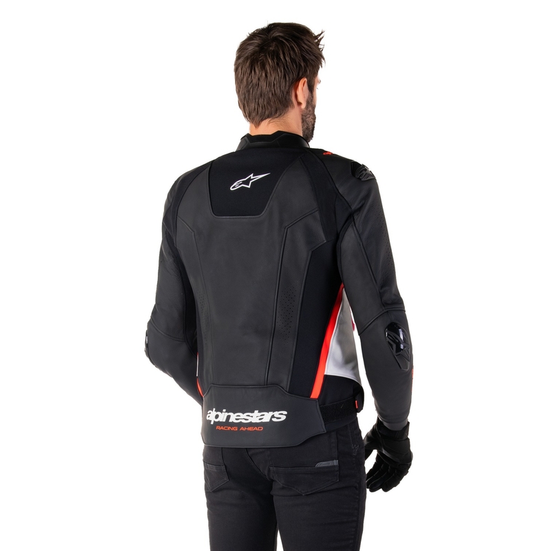 Alpinestars Missile 3 motoros bőrkabát fekete-fehér-fluo piros