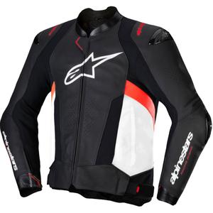 Alpinestars Missile 3 motoros bőrkabát fekete-fehér-fluo piros