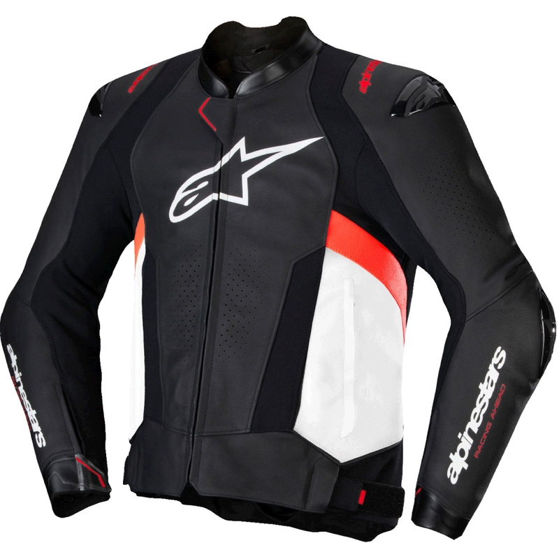 Alpinestars Missile 3 motoros bőrkabát fekete-fehér-fluo piros