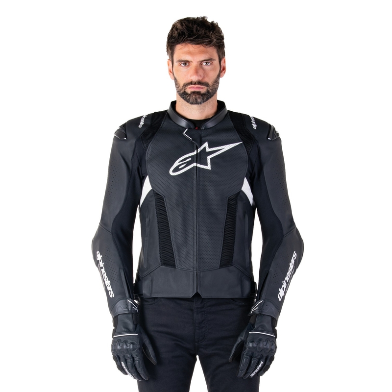 Alpinestars Missile 3 Airflow motorkerékpár bőrkabát fekete-fehér