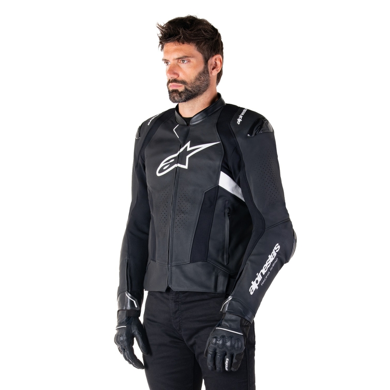 Alpinestars Missile 3 Airflow motorkerékpár bőrkabát fekete-fehér