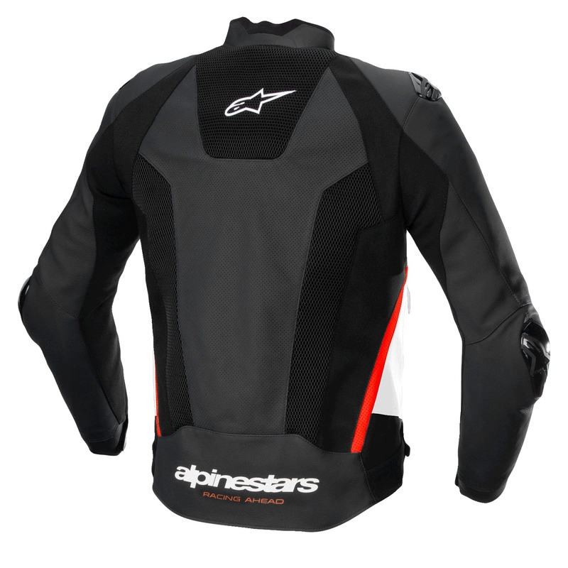 Alpinestars Missile 3 Airflow motorkerékpár bőrkabát fekete-fehér-fluo piros