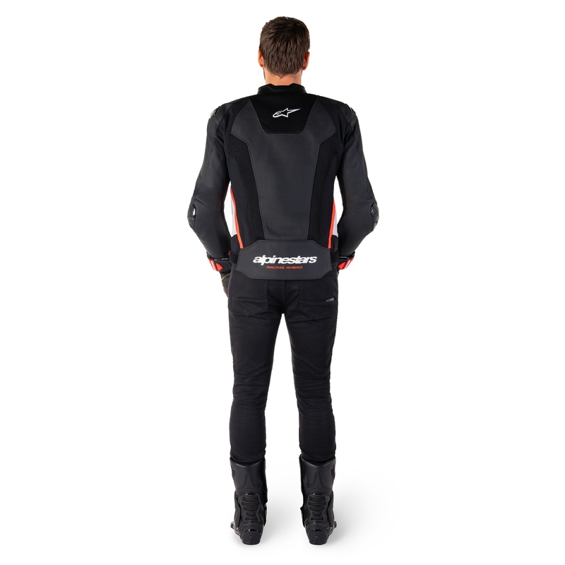 Alpinestars Missile 3 Airflow motorkerékpár bőrkabát fekete-fehér-fluo piros