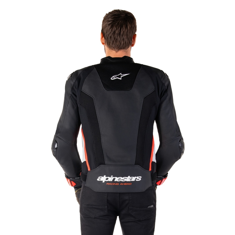 Alpinestars Missile 3 Airflow motorkerékpár bőrkabát fekete-fehér-fluo piros