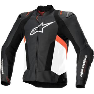 Alpinestars Missile 3 Airflow motorkerékpár bőrkabát fekete-fehér-fluo piros