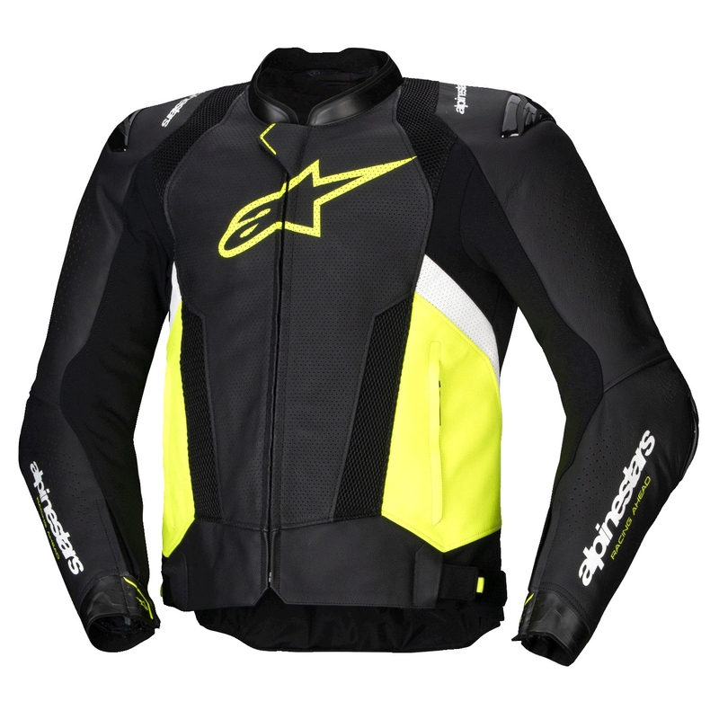 Alpinestars Missile 3 Airflow motorkerékpár bőrkabát fekete-fluo sárga-fehér