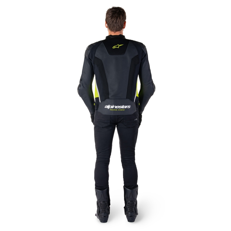 Alpinestars Missile 3 Airflow motorkerékpár bőrkabát fekete-fluo sárga-fehér