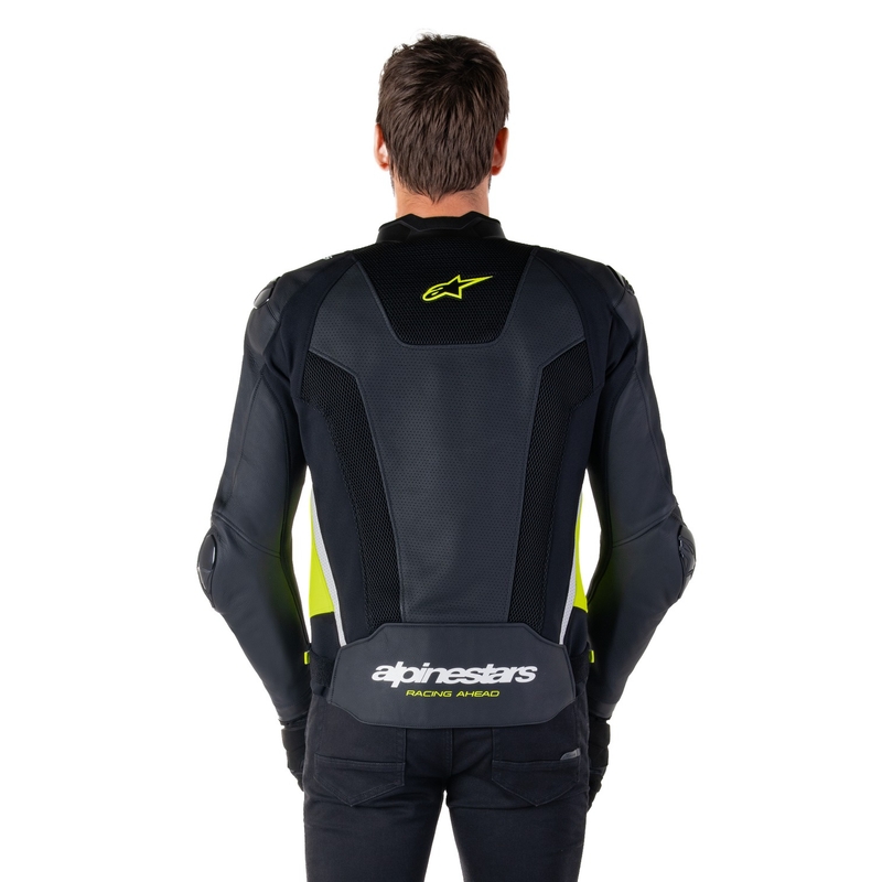 Alpinestars Missile 3 Airflow motorkerékpár bőrkabát fekete-fluo sárga-fehér