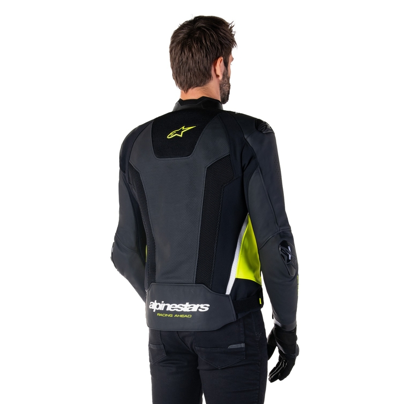 Alpinestars Missile 3 Airflow motorkerékpár bőrkabát fekete-fluo sárga-fehér