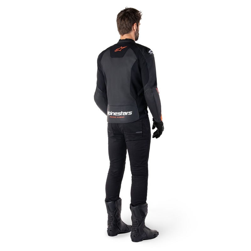 Alpinestars Faster 3 motoros bőrdzseki  fekete-fluo piros