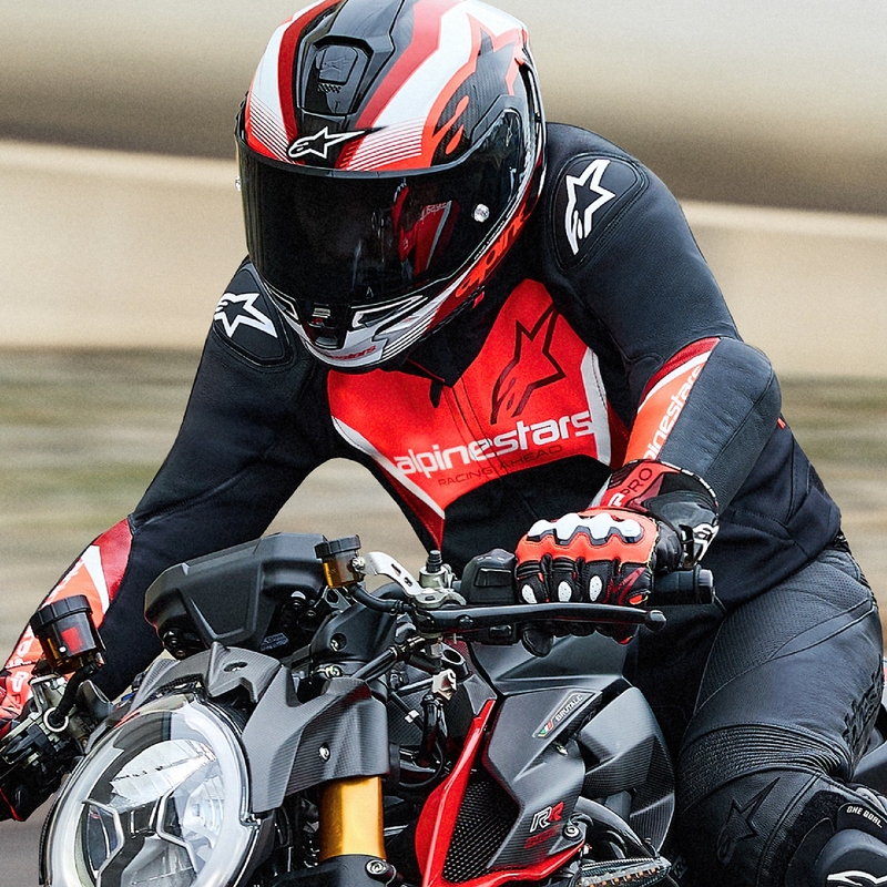 Alpinestars Faster 3 motoros bőrdzseki  fekete-fluo piros