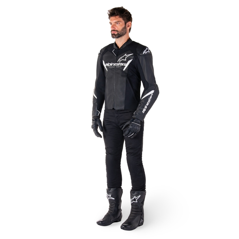 Alpinestars Faster 3 motoros bőrdzseki fekete-fehér