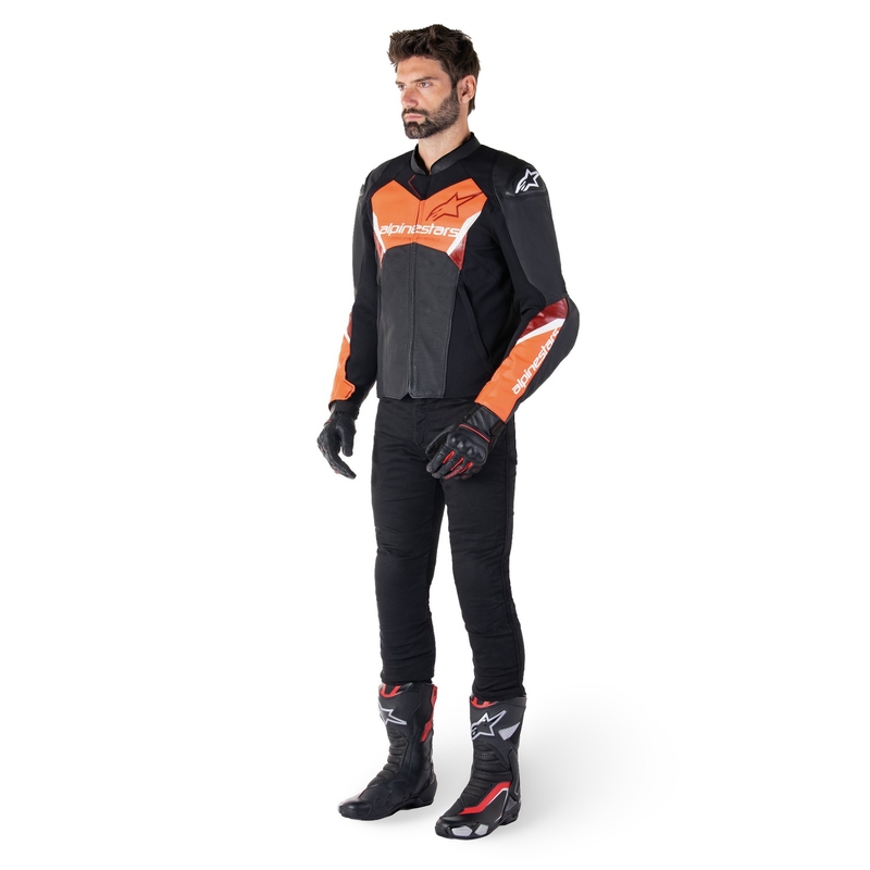 Alpinestars Faster 3 Airflow motoros bőrkabát fekete-fluo piros