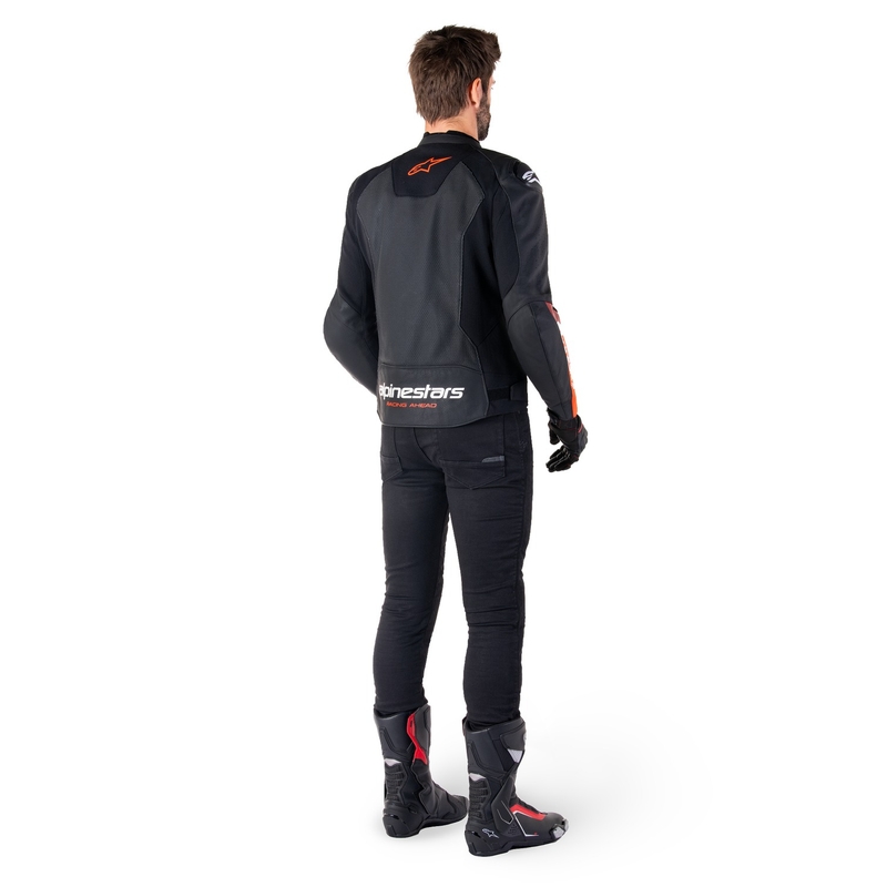 Alpinestars Faster 3 Airflow motoros bőrkabát fekete-fluo piros